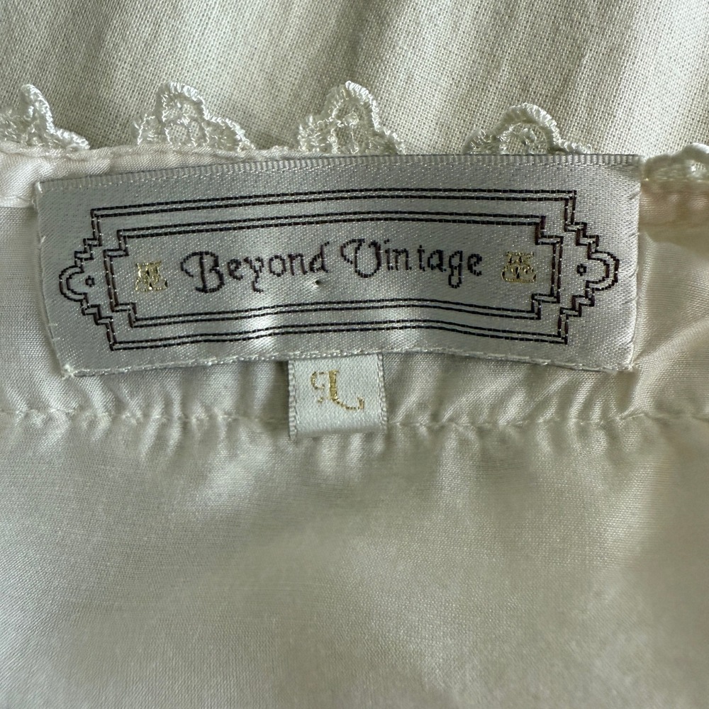 Anthropologie Beyond Vintage Cream Cotton Silk Lace Blouse Women's Large - Picture 8 of 10